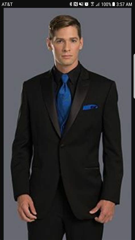 black suit blue tie